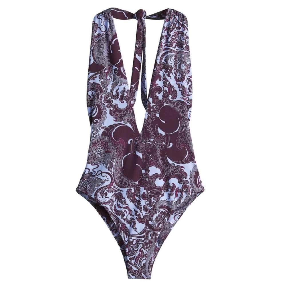 H&M x The White Lotus 
Purple and Blue One Piece Swimsuit